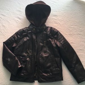 Boy Urban Republic Faux-Leather Hooded Moto Jacket